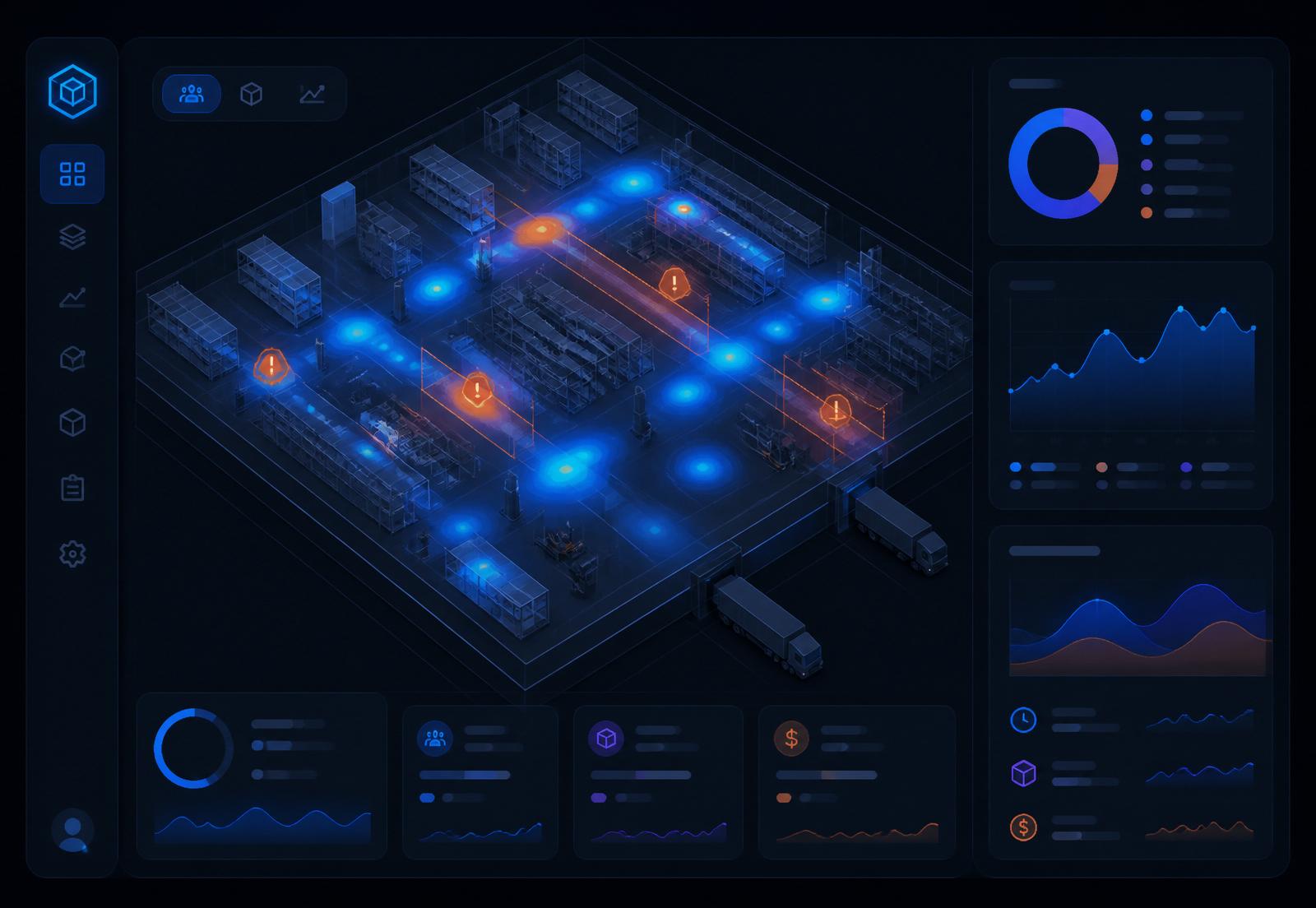 Orbit dashboard showing warehouse heatmap, bottlenecks and cost analytics